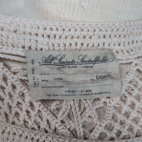 All Saints Beige Crochet Macrame Cover-up Dress Size Small - Picture 10 of 10